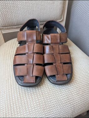 To Boot Brown Woven Leather Fisherman Sandals